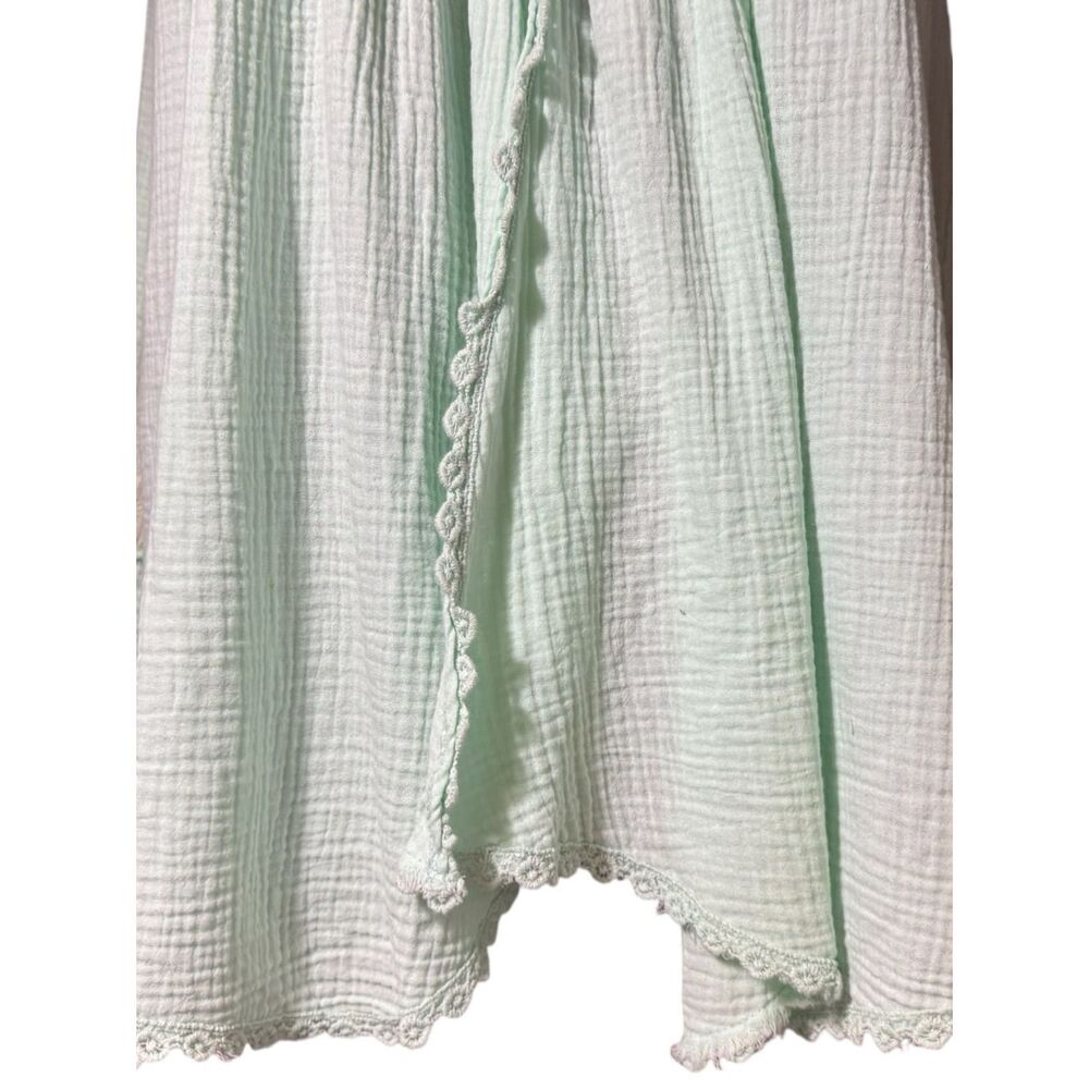 POL Embroidered Pearl Open Front Vest Boho Lace Sleeveless Cardigan Pale Mint L - Picture 7 of 9